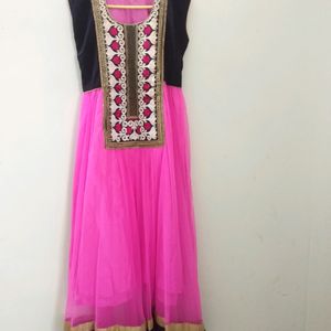 Magenta Colour Anarkali Pattern Kurti/Ethnic Gown