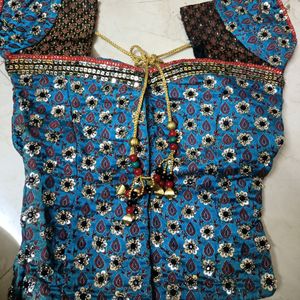 Designer Traditional Chaniya-crochet Top Padded