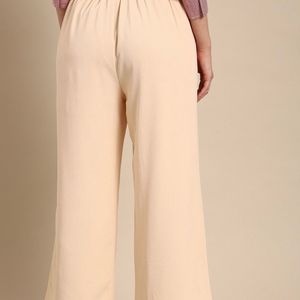 Women Peach Coloured Straight Trousers