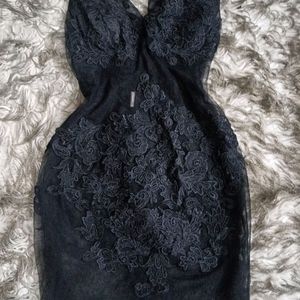 Black Bodycon Lace And Net Dress