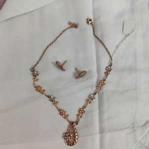 Pure Silver Necklace Rose Gold Colour