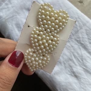 coquette pearl heart shaped Hair Clip