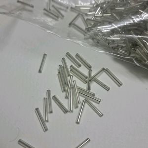 80g 13mm Silver Inside Glass Bugle/Pipe Beads