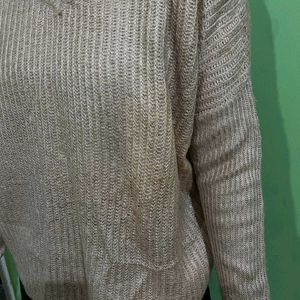 Beige V Cut Sweater