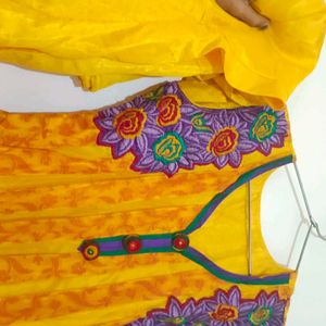 Yellow Kurti With Pants