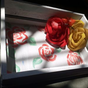 A Rose Pattern Wooden Crate