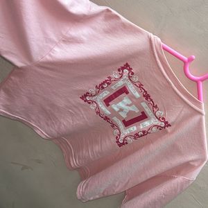 Boxy pink crop top