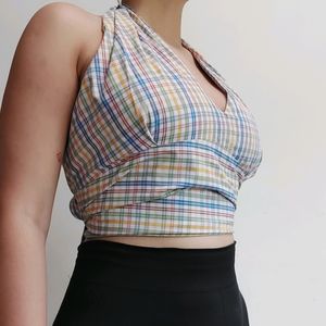 Halter Neck Check Top