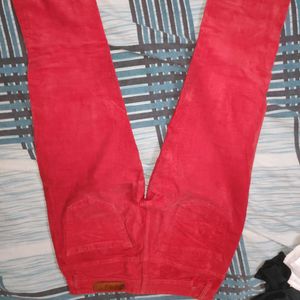 pretty red velvet jeans.