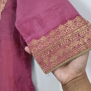 Pale Pink Dual Shade Kurta w Gold