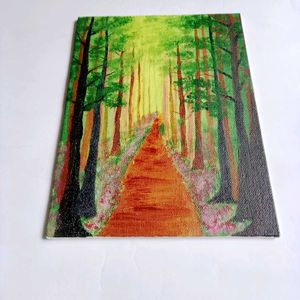 Green Forest View Hand-painted Painting