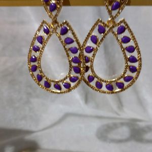 Party Purple And Golden Mix Earrings