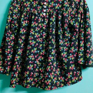 Black Colour Floral Design Top