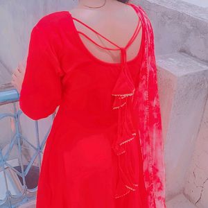 cherry red Anarkali suit❤️