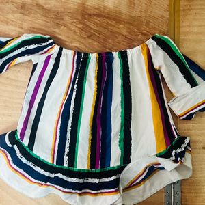 Offf Shoulder Multi Color Top