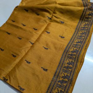 Mustard and black Handwoven baluchari