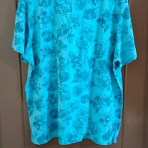 Sea Blue Floral Print Men's  T Shirt