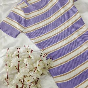 Lavender stripped bodycon dress