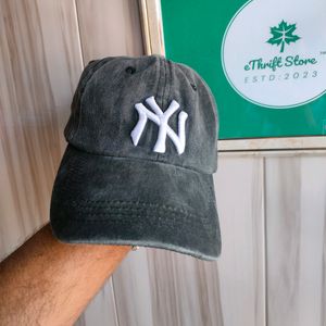 NY Logo Washed Denim Cap