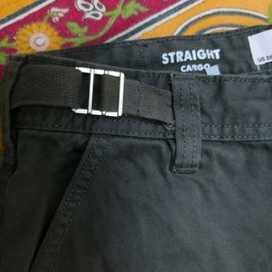 Charcoal Straight Cargo Adjustable Jeans