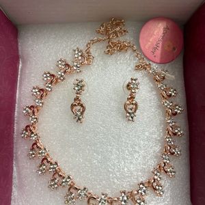 Rose Gold Plated AD Studded Jewellery Set