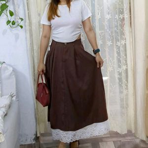 Coffee Brown Elasticated Skirt