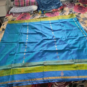 Blue And Green Silk Saree