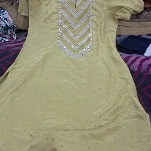 Women "W" Yellow Silk Kurta