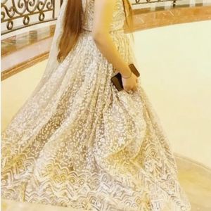 Very Heavy Off White Indo Western Lehenga!💜🥂