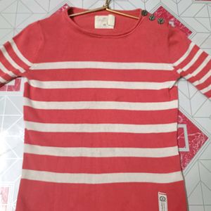 H&M Girls Pink & White Top