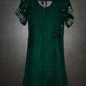 Green  Embellished Chiffon Suit