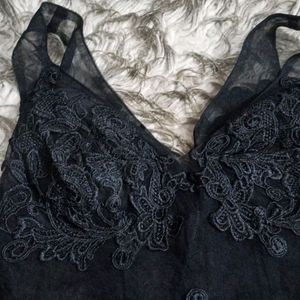 Black Bodycon Lace And Net Dress