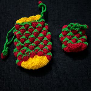 Crochet 🧶 Strawberry 🍓Coin Pouch And Potli Bag👜