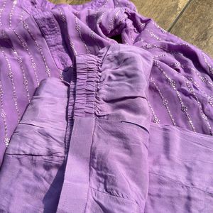 Pure Georgette Lavendar Kurta Set