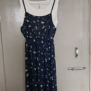 Flared Floral Dress (Two In One)