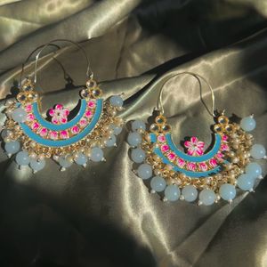 Ethnic Blue Chandbali Earrings for Women