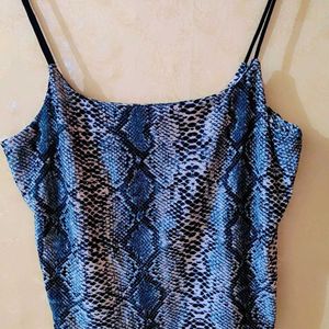 Snake Print Tube Top With Noodle Strap