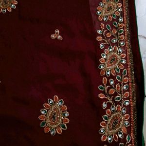 Dark Brown/Mehroom Colour Saree