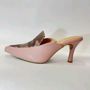 Snake Print Peach Mules