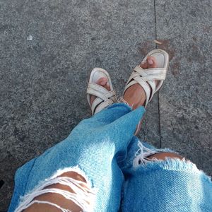 Flared Denim Torn Jean's