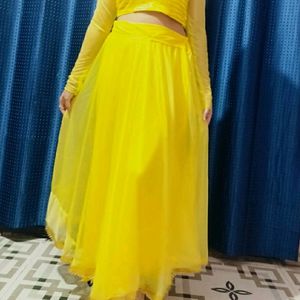 Designer Back Yellow Lehenga Choli