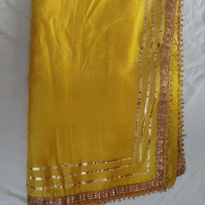 NEW yellow Dupatta With Gota Patti Lace