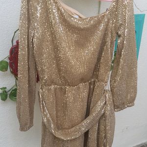 A Beautiful Gold Sequins Partywear Dress