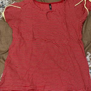 Shyla Red Top White Strips Size Xl