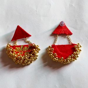 New Golden Chandelier Fabric Earring