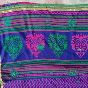 Pink And Green Mix Colour Saree