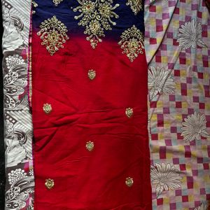 Cotton Light Weight Pink And Navy Blue Saree