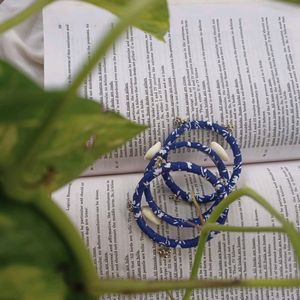 Indigo Fabric Ghungroo Bangles Set ✨