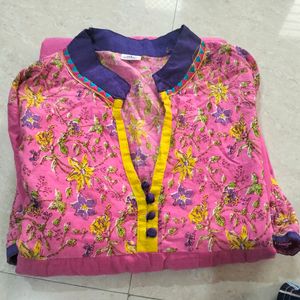 Pink Embroidery Work Kurti