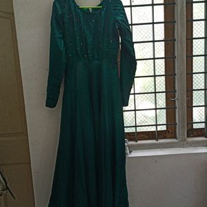 Dark Green Gown For Party Wear